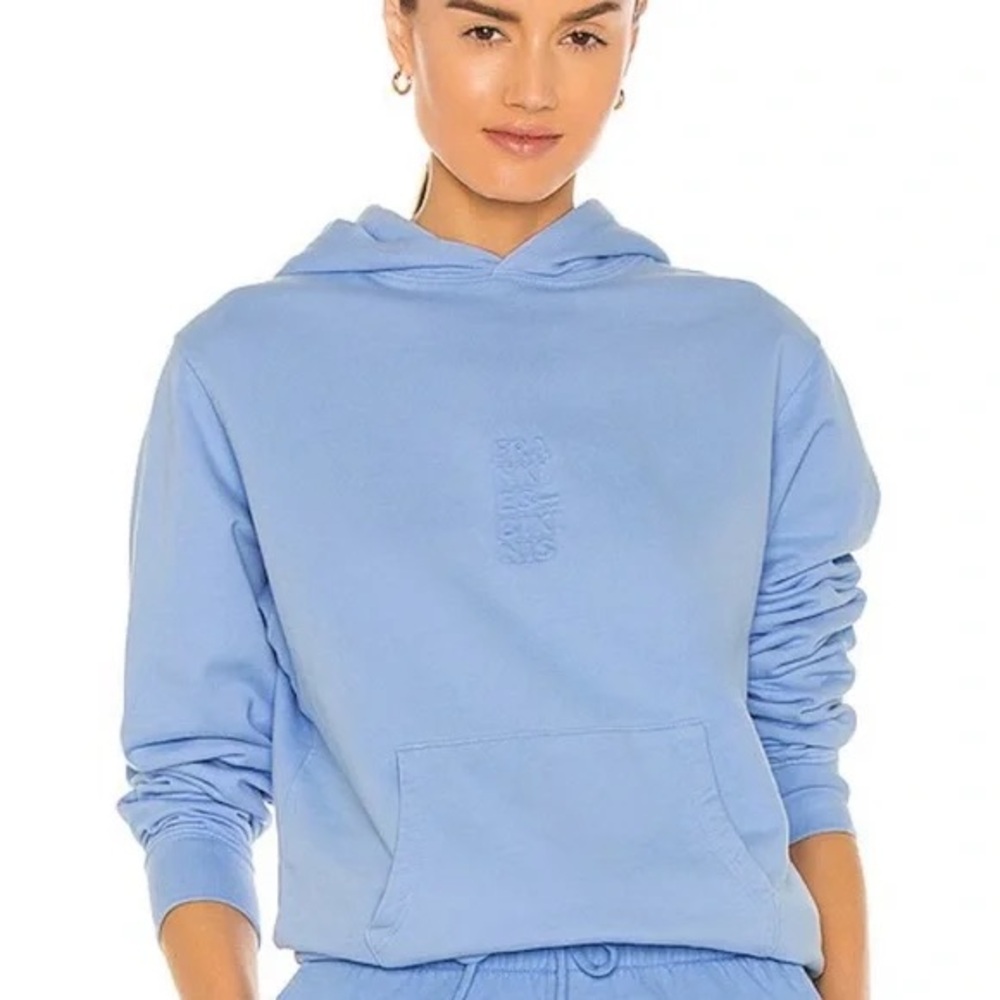 Frankie’s Bikinis Pastel Periwinkle Blue Cotton Embroidered Hoodie